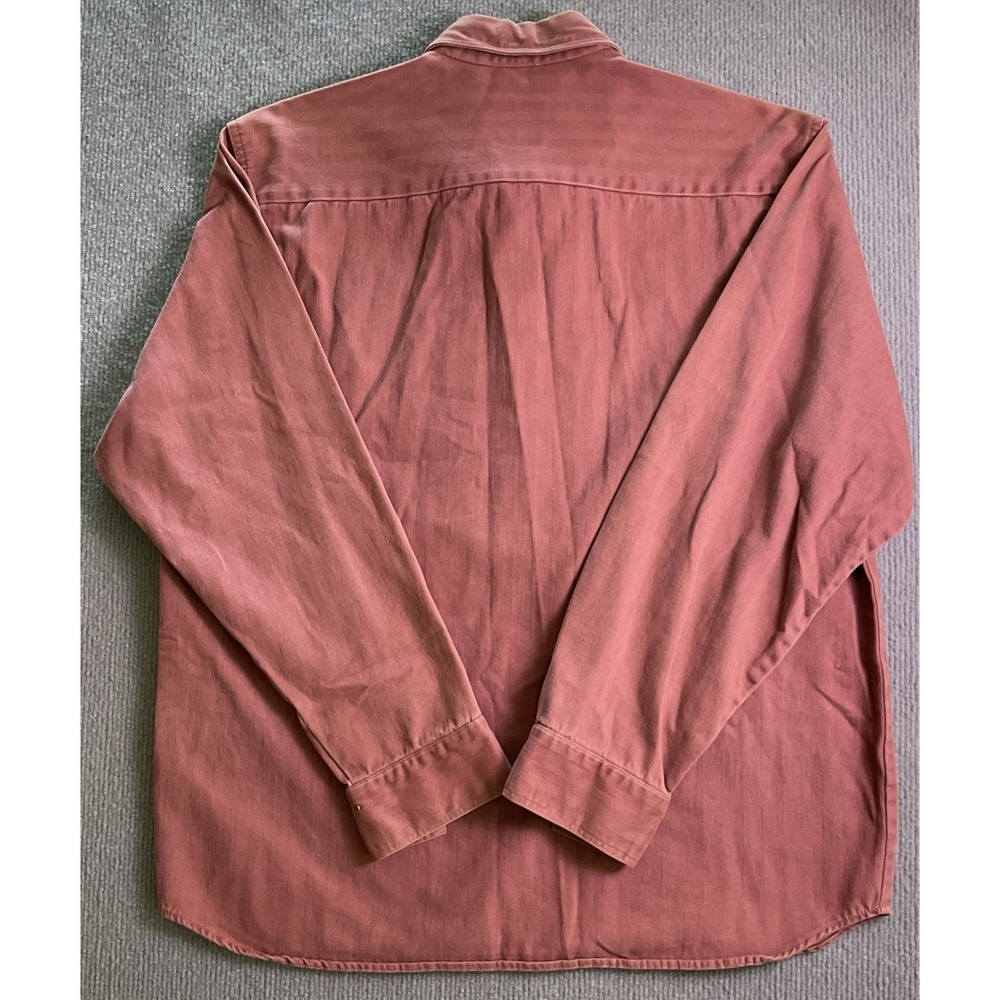 Old West Vtg Mens L Bib Shirt Light Maroon Herring Bone Frontier Western Cowboy - Picture 8 of 8